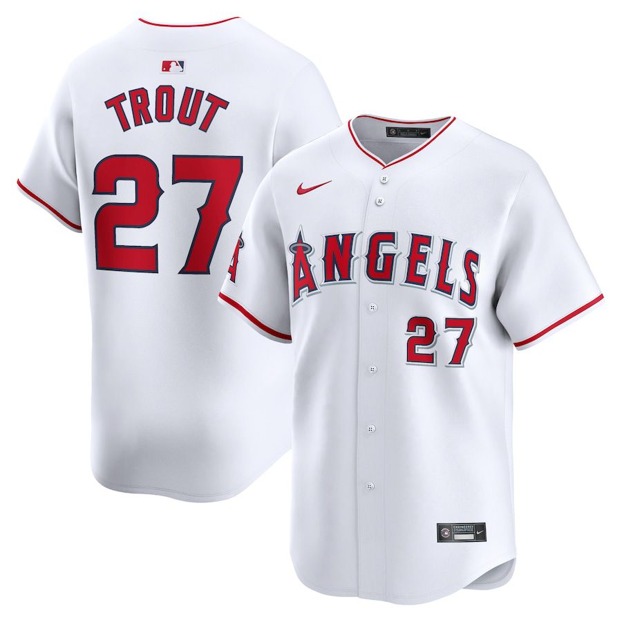 Men Los Angeles Angels #27 Mike Trout Nike White Home Limited Player MLB Jersey->los angeles angels->MLB Jersey